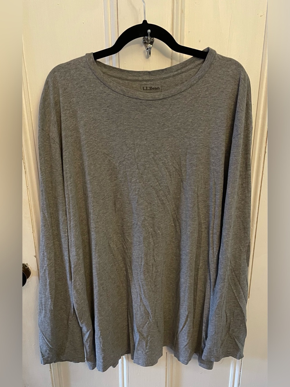 Men’s L.L.Bean Gray Long Sleeve Crewneck T-Shirt Casual Basic Tee Size XXL Tall